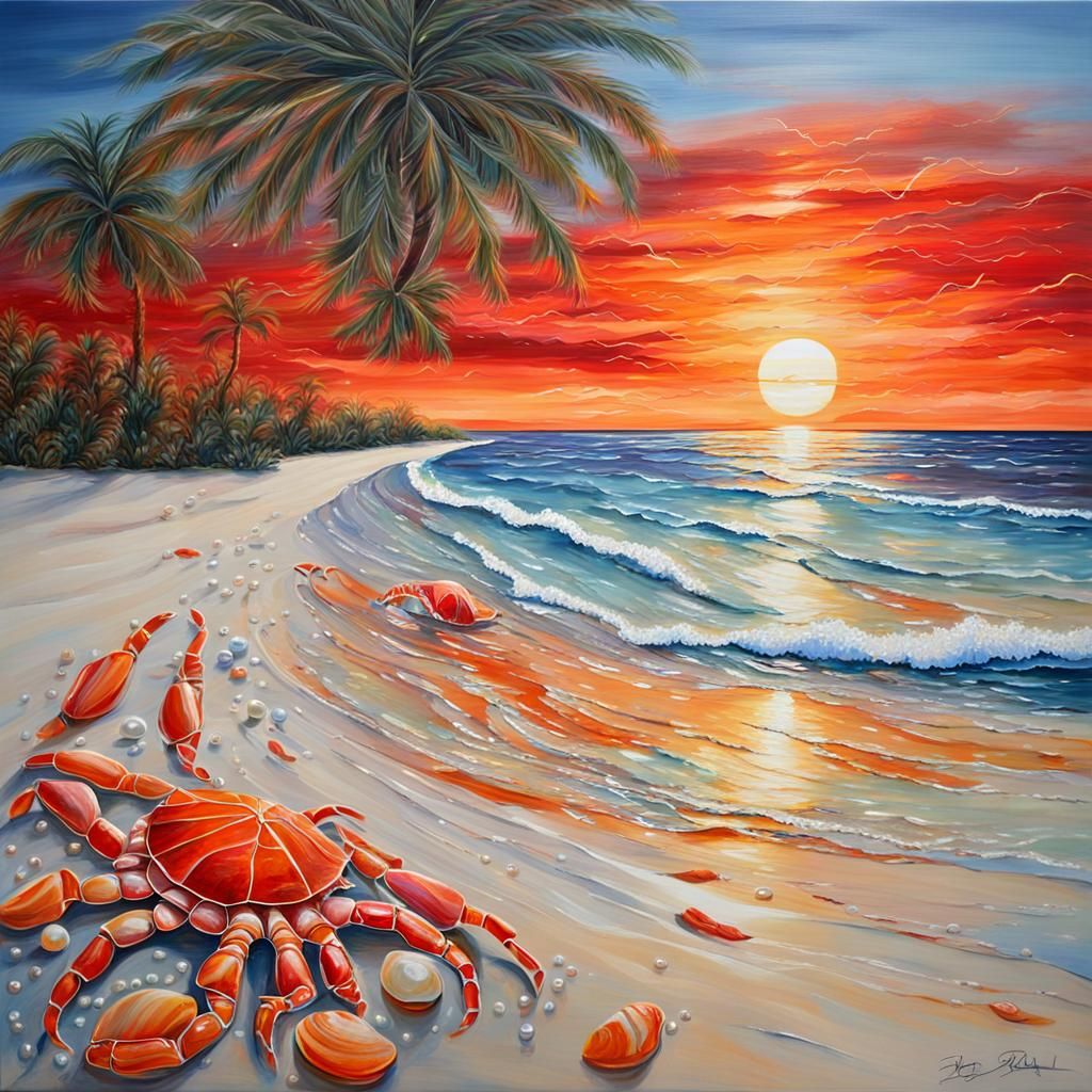 Dawn Beach: Abstract Seascape with Vibrant Colors