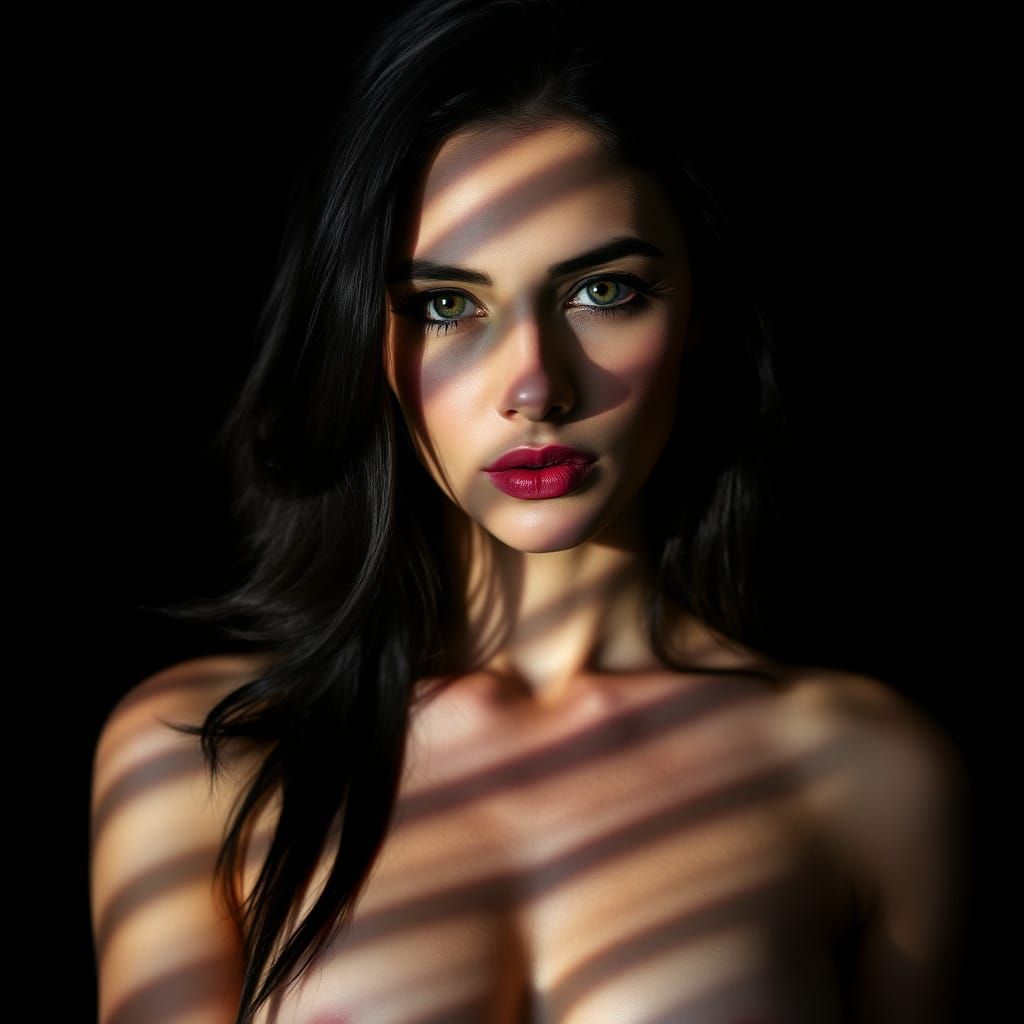 Dramatic Portrait of a Beautiful Woman in Moody Lighting