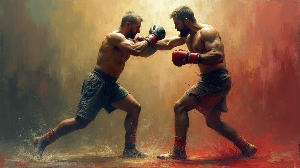 Dynamic Boxing Match in a Dreamlike Style