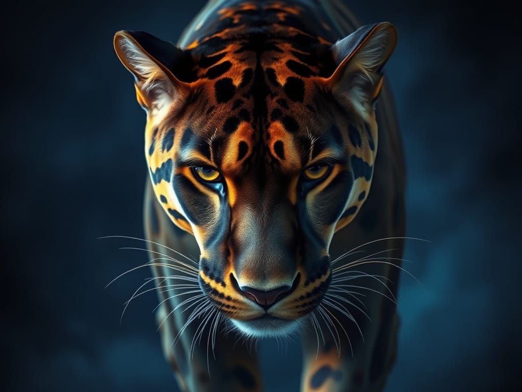 Golden Panther Gaze in Mystical Darkness