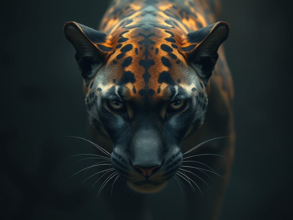 Golden Panther Gaze in Digital Art Style