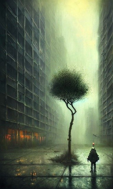 Post-Apocalyptic Concrete Jungle Art in Comic Book Style