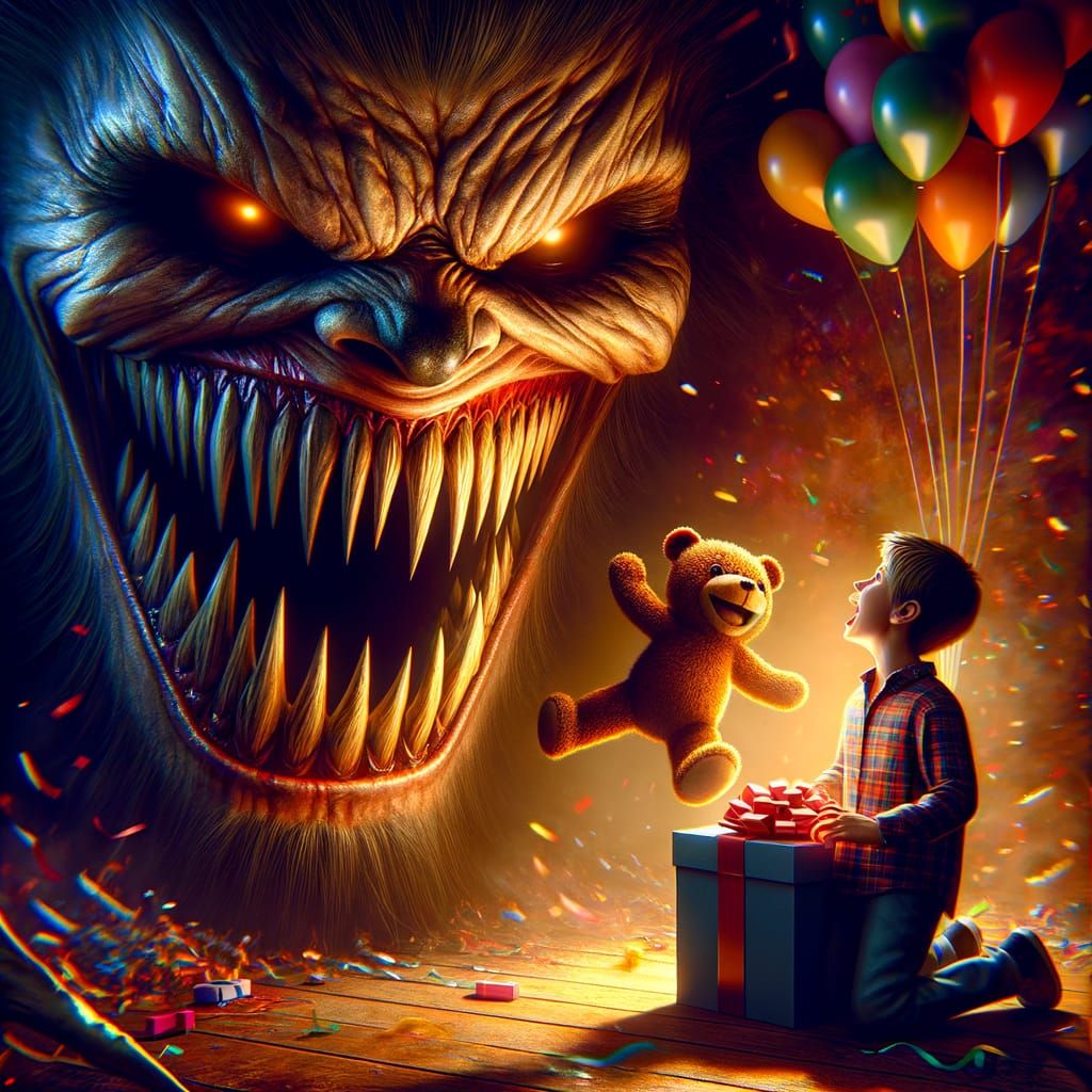 Ominous Face Escapes Gift Box, Terrifying Birthday Surprise