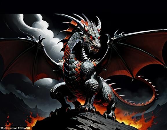 Fiery Dragon in Dynamic Fantasy Art Style