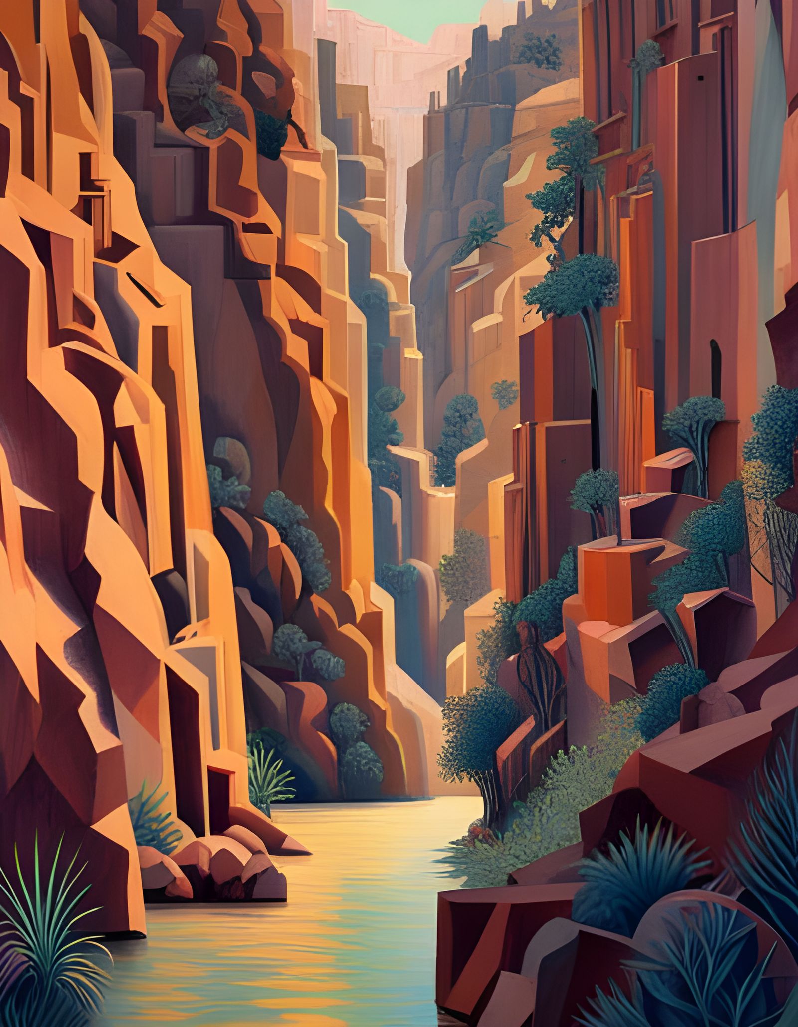 Zion National Park: Cubist Sandstone Canyon Landscape