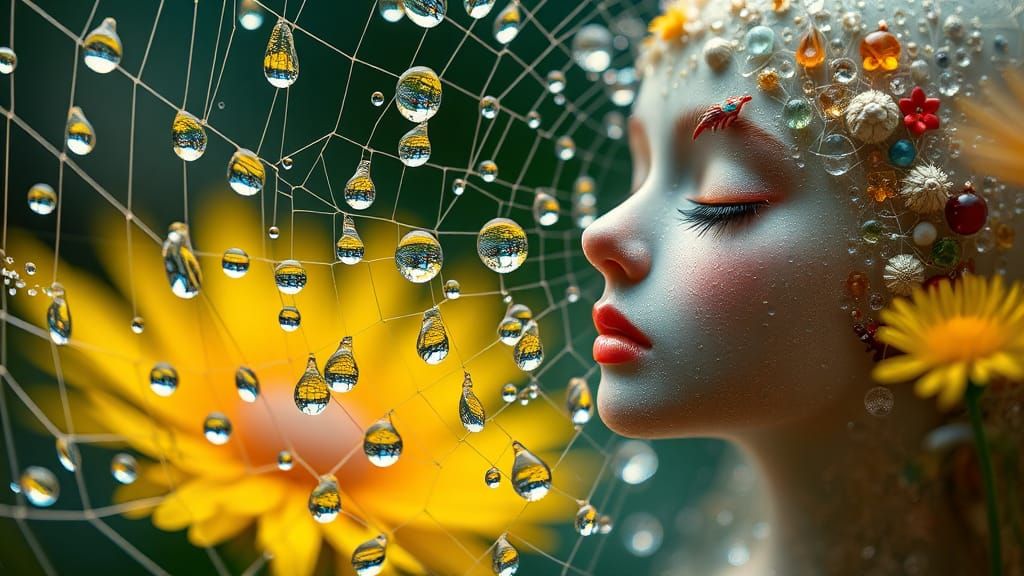 Surreal Dewdrop Utopia Reflecting Bizarre Maximalism