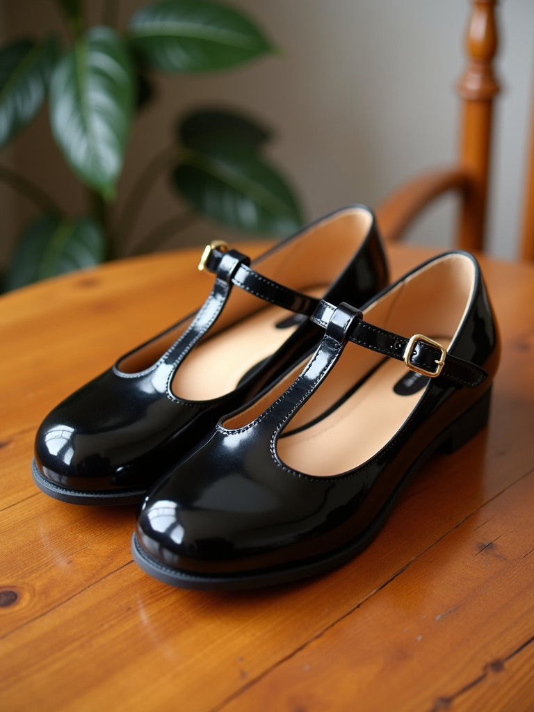 Classic Patent Leather Mary Janes Stand Perfectly Aligned