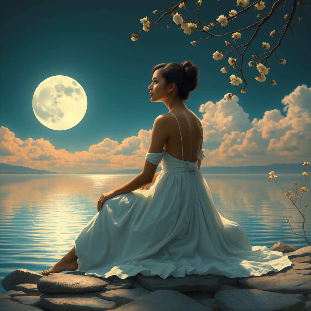 Romantic Moonlit Serenade by a Tranquil Lake