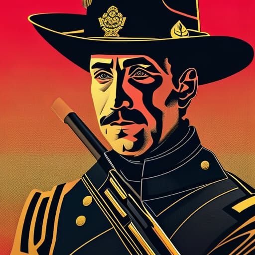 Royal Canadian Mounted Police Portrait in Afremov Style