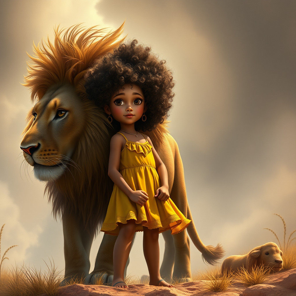Lily and Lion in Mythic Savannah