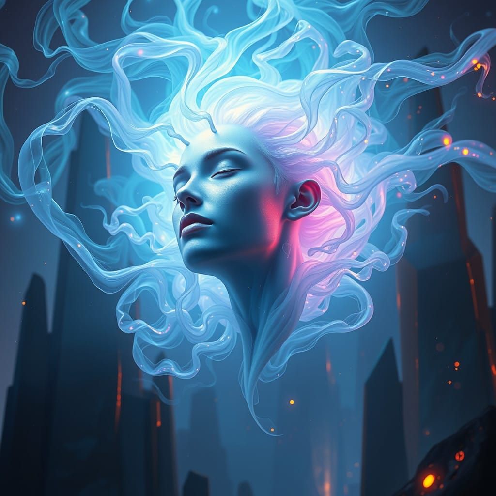 Ethereal Being in Hyper-Realistic Dreamworld