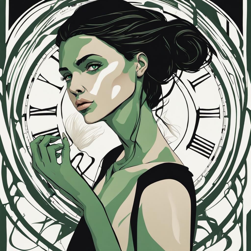 Beautiful Woman with Emerald Eyes in Greek Outfit