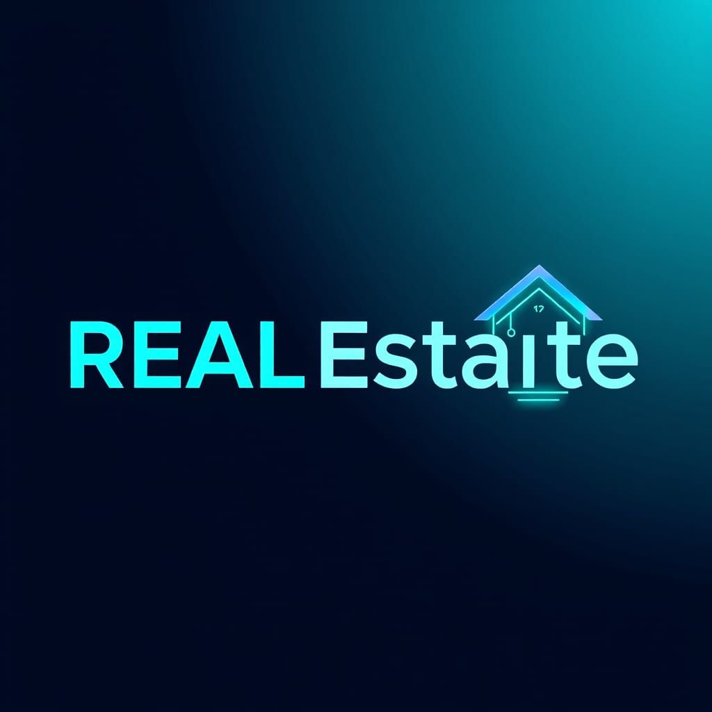 Real Estate AI Logo Design in Metallic Blue