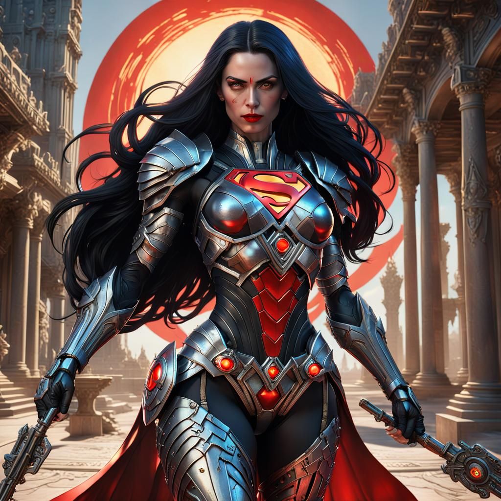 Woman in Symbiont Cyber Armor with Rococo Elements