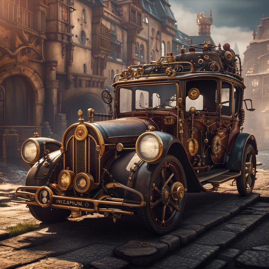 Steampunk Skoda 120: Detailed Matte Painting