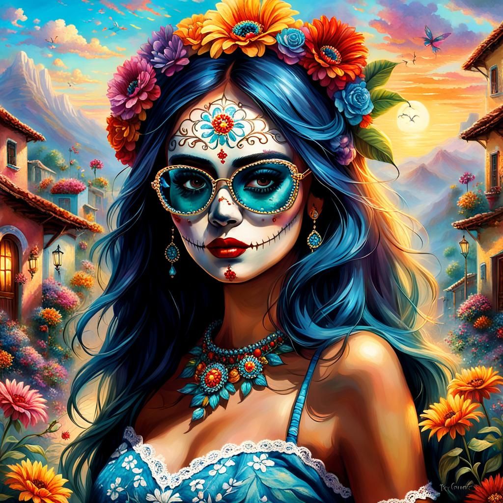 Venezuelan Catrina in Ethereal Fantasy Style