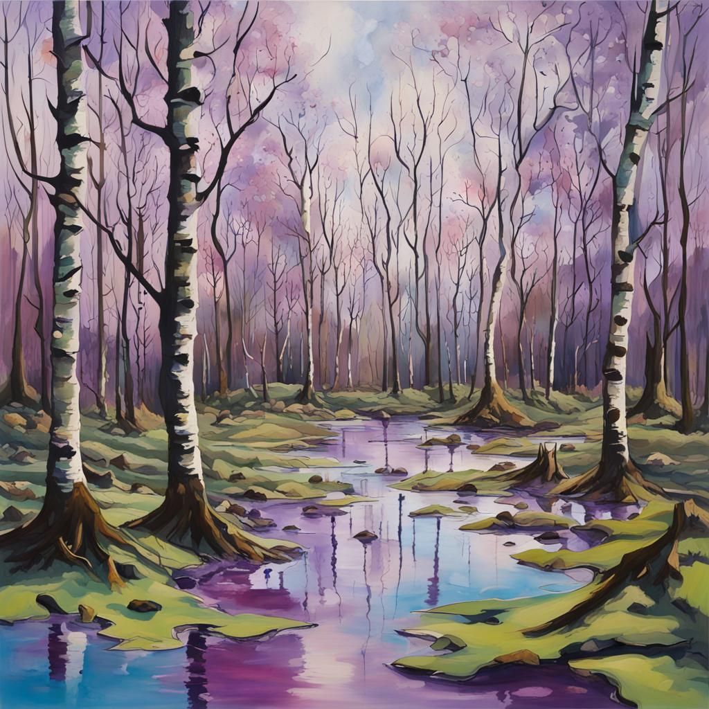 Enchanting Underwater Spring Forest in Graffiti Art Style