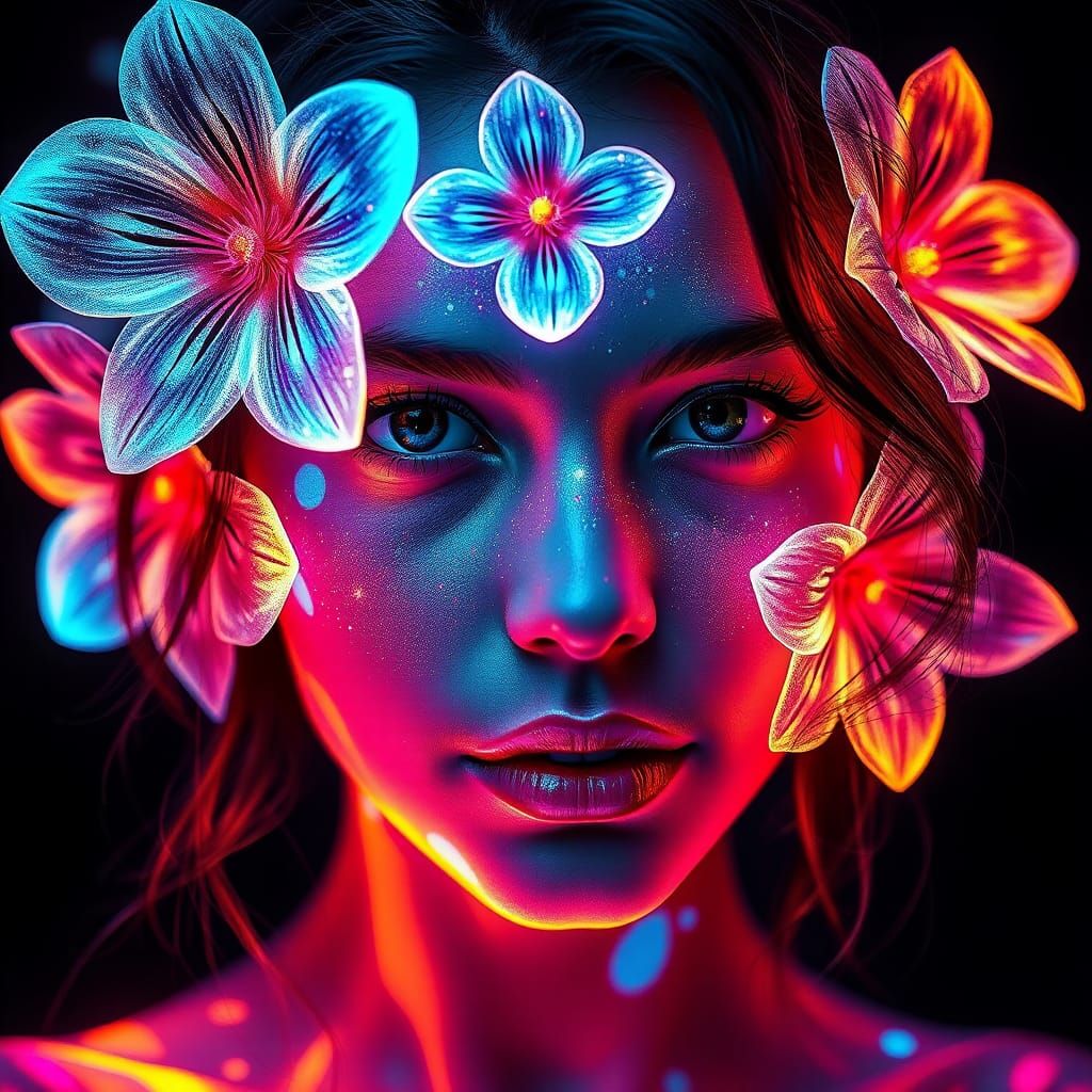 Floral Glow Portrait in Hyperdetailed Style