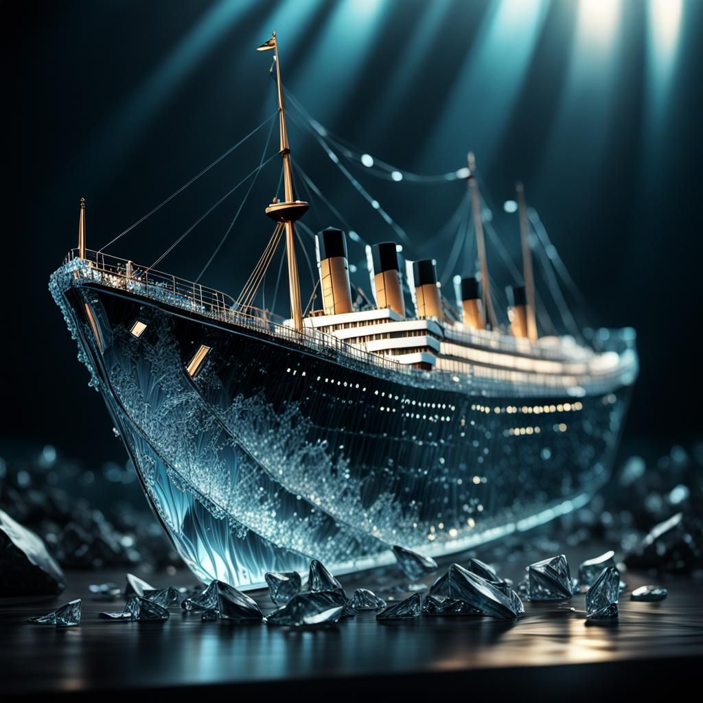 Dramatic Glass Titanic in Hyperrealistic Digital Art
