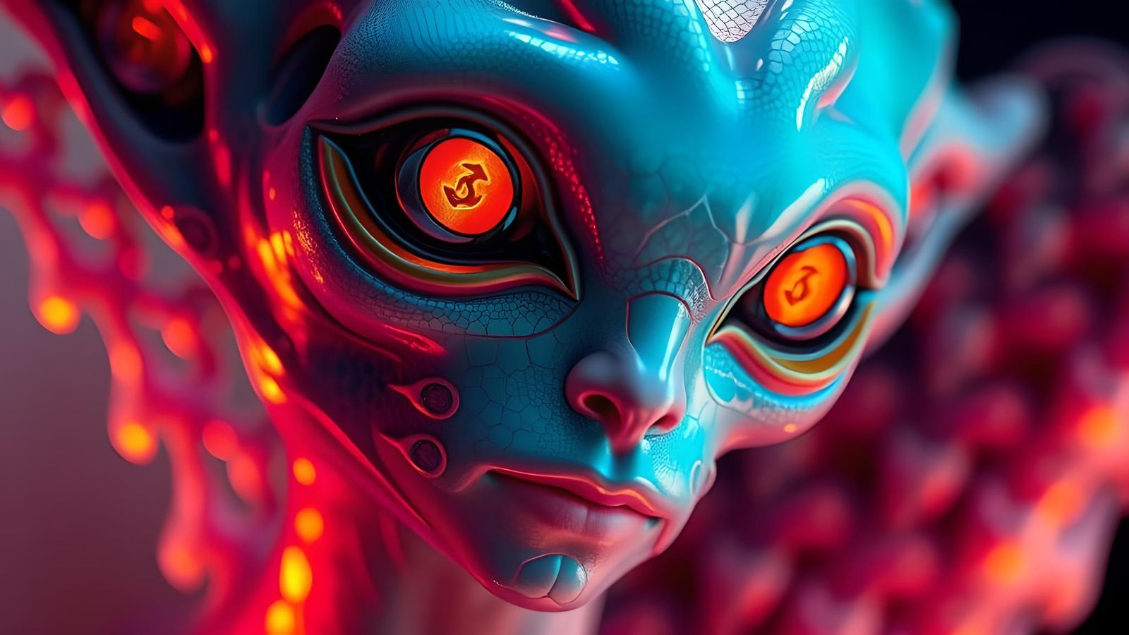 Joyous Alien Portrait in Psychedelic Sci-Fi Style