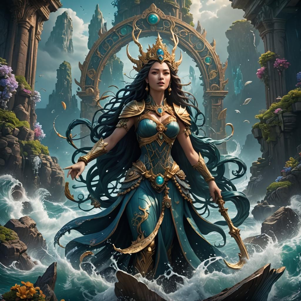 Detailed Sea Goddess Fantasy Concept Art