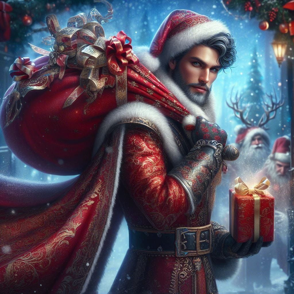 Magical Santa Claus with Present Bag