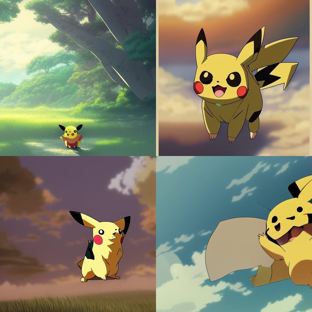 Anime Pikachu in Studio Ghibli Style