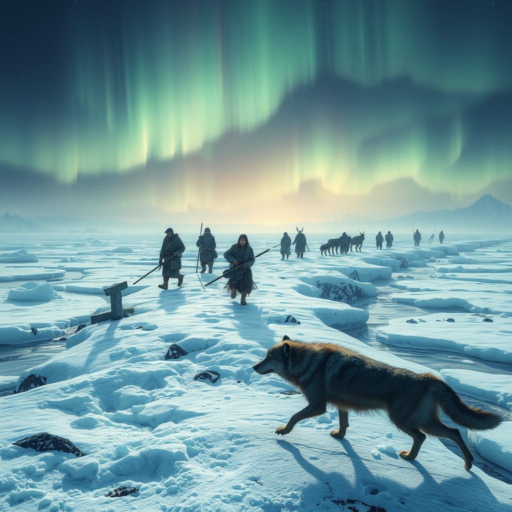 Native American Migration Across Frozen Land Bridge