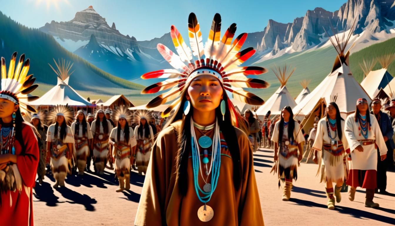 Native American Woman in Regalia, Bosch Style