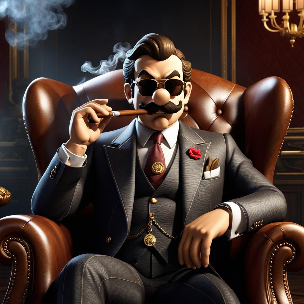 Mario as Mafia Boss in Elegant Gold Suit