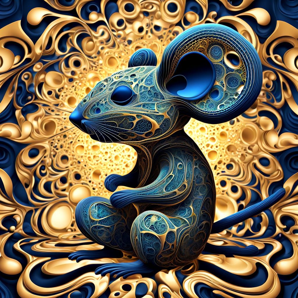 Swiss Cheese Mouse in Abstract Fractal Art