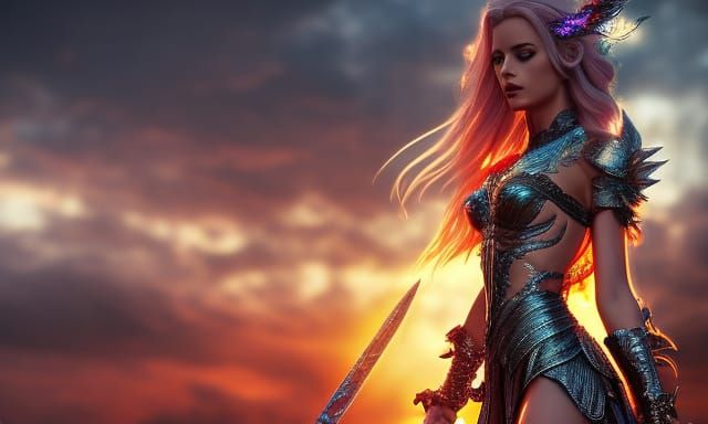 Apocalyptic Goddess with Angel Wings in Fantasy Art