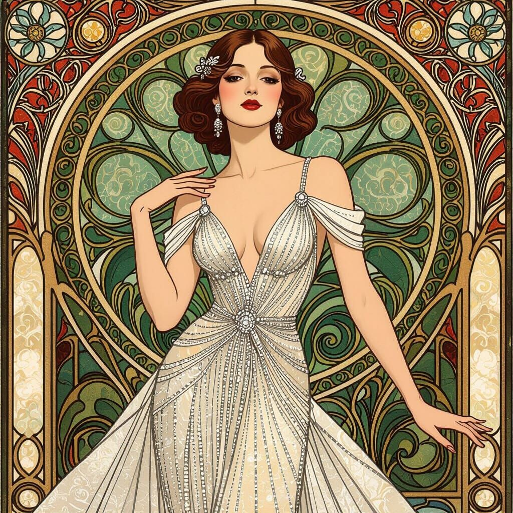 Diamond Dress in Art Nouveau Style