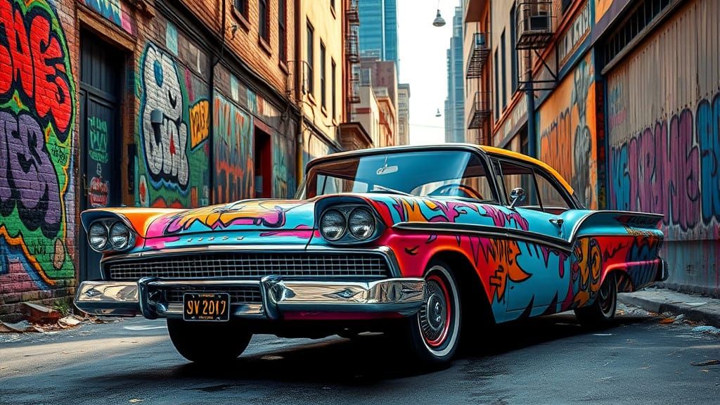 Graffiti Ford Fairlane Blends Urban Decay and Street Art