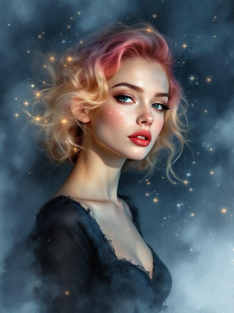 Surreal Neural Network Portrait in Watercolor and Ink