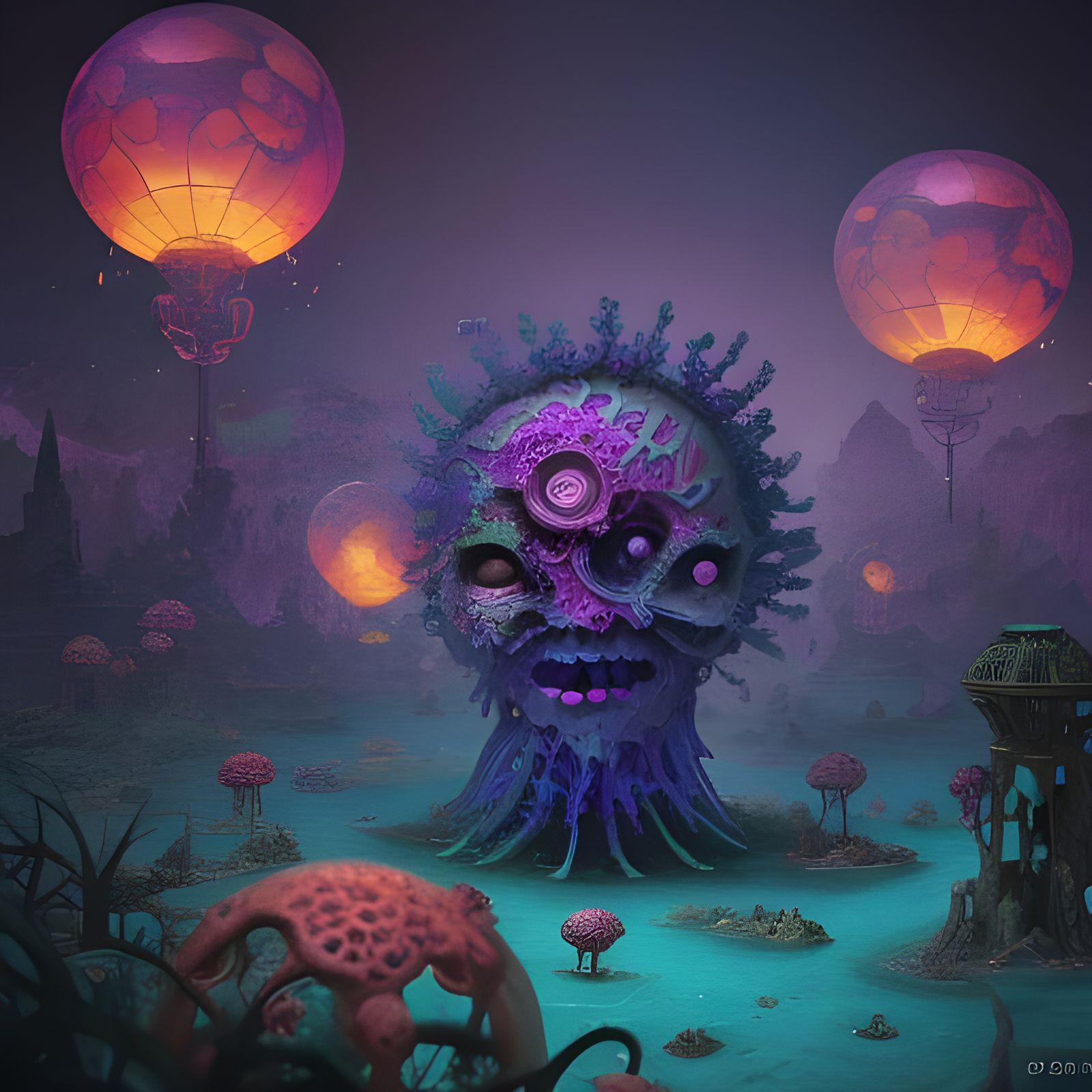 Aquarius Barbie vs Hamster Zombies: Detailed Matte Painting