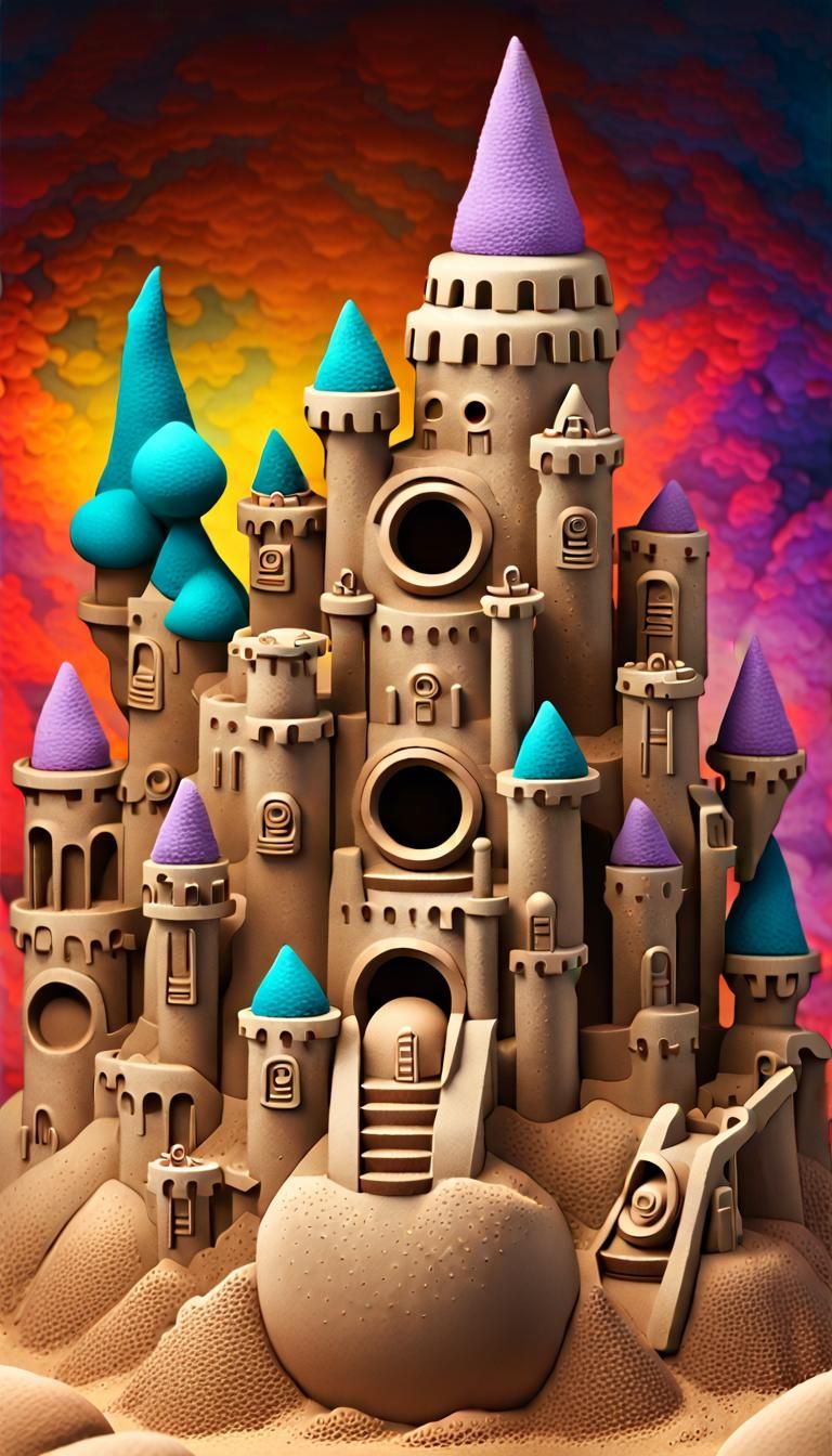 Lovecraftian Sandcastle City with Eldritch Glyphs