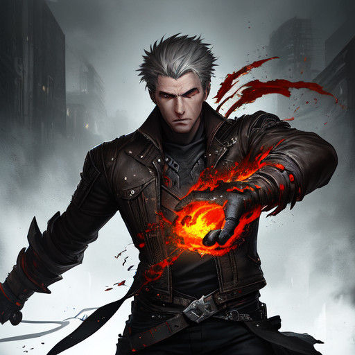 Powerful Hero Gaze in Moody Cinematic Style