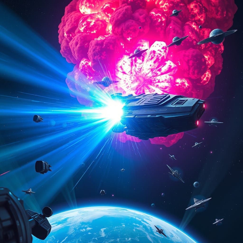 Cyberpunk Dystopian Future with Pulse Weapon and Earthly Des...