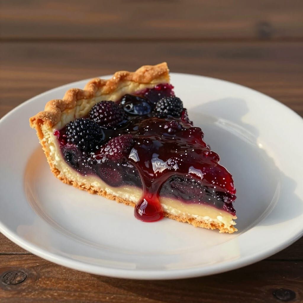 Realistic Painting of a Berry Tart Slice