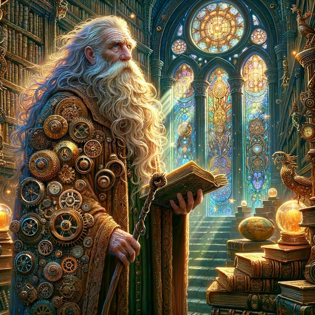 Mystical Wizard in Late 19th Century Storybook Style