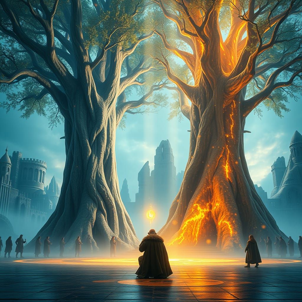 Gargantuan Trees of Valinor Radiate Ethereal Glow in Golden ...