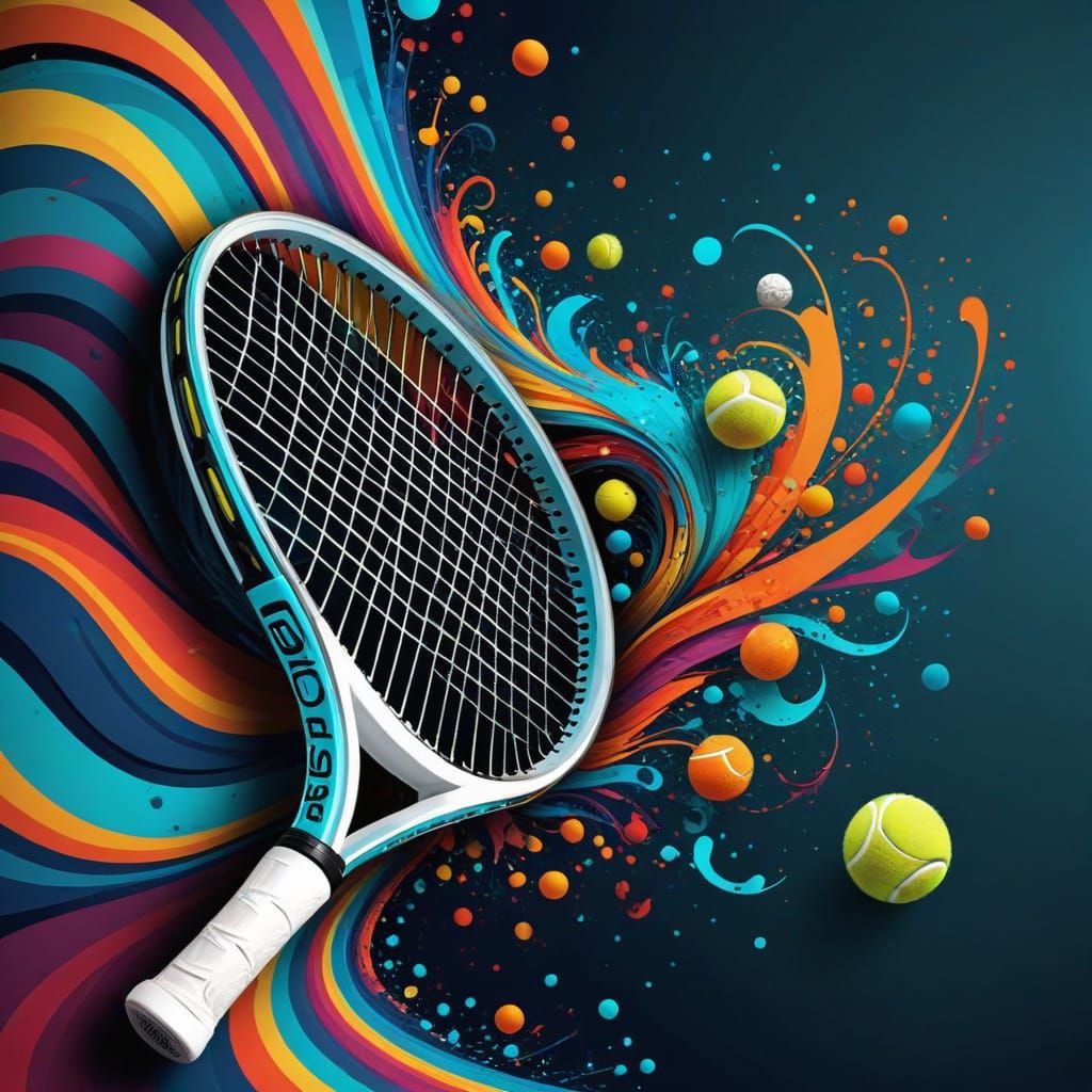 Colorful Abstract Tennis Poster with Fractal Art