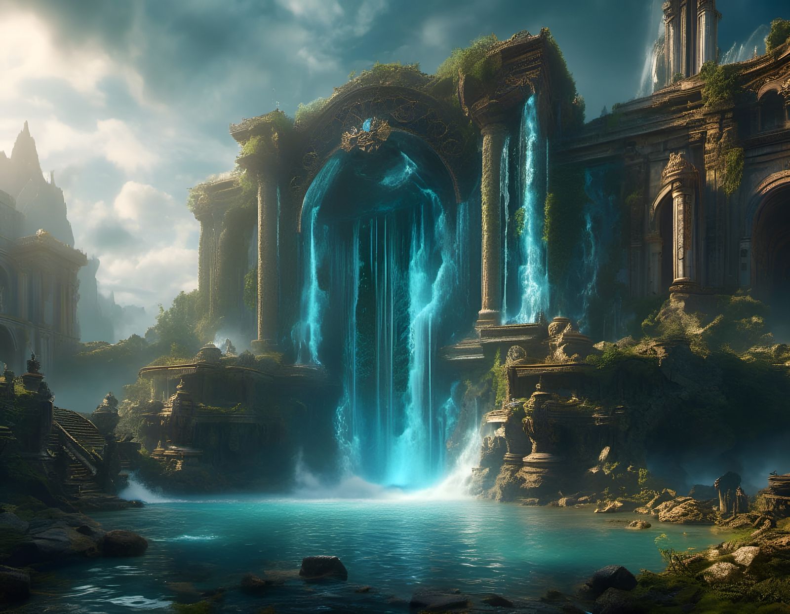 Water Magic Portal in Digital Art Style