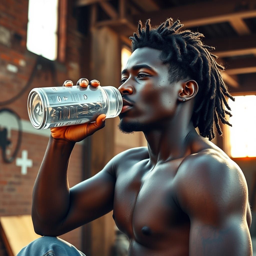 Young Construction Worker Takes a Break in the City