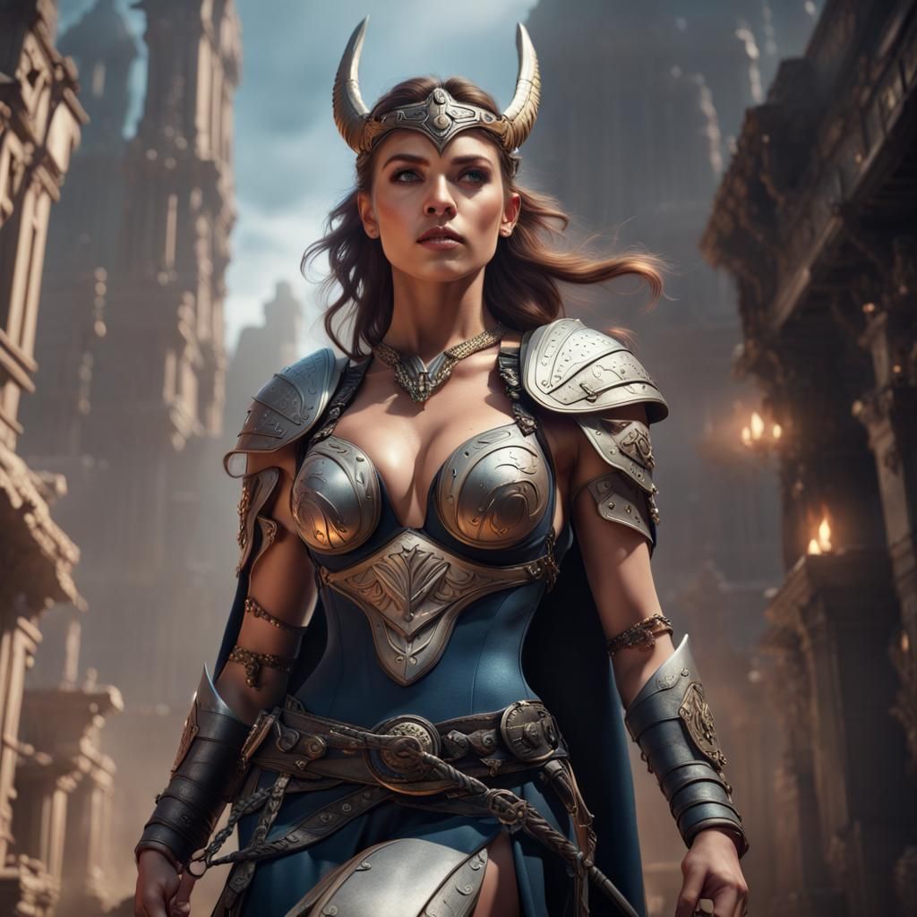 Valkyrie Woman: Detailed Matte Painting in 8K