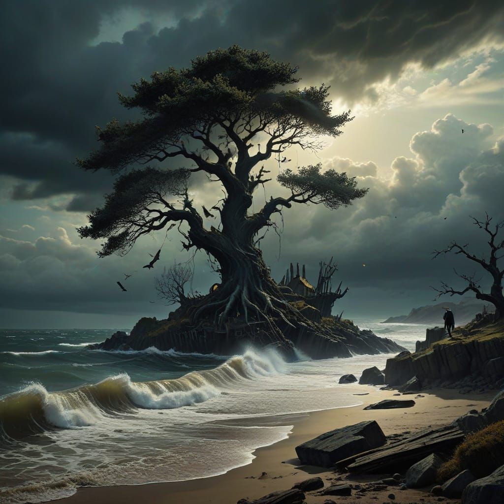Surreal Stormscape in Dark Fantasy Style
