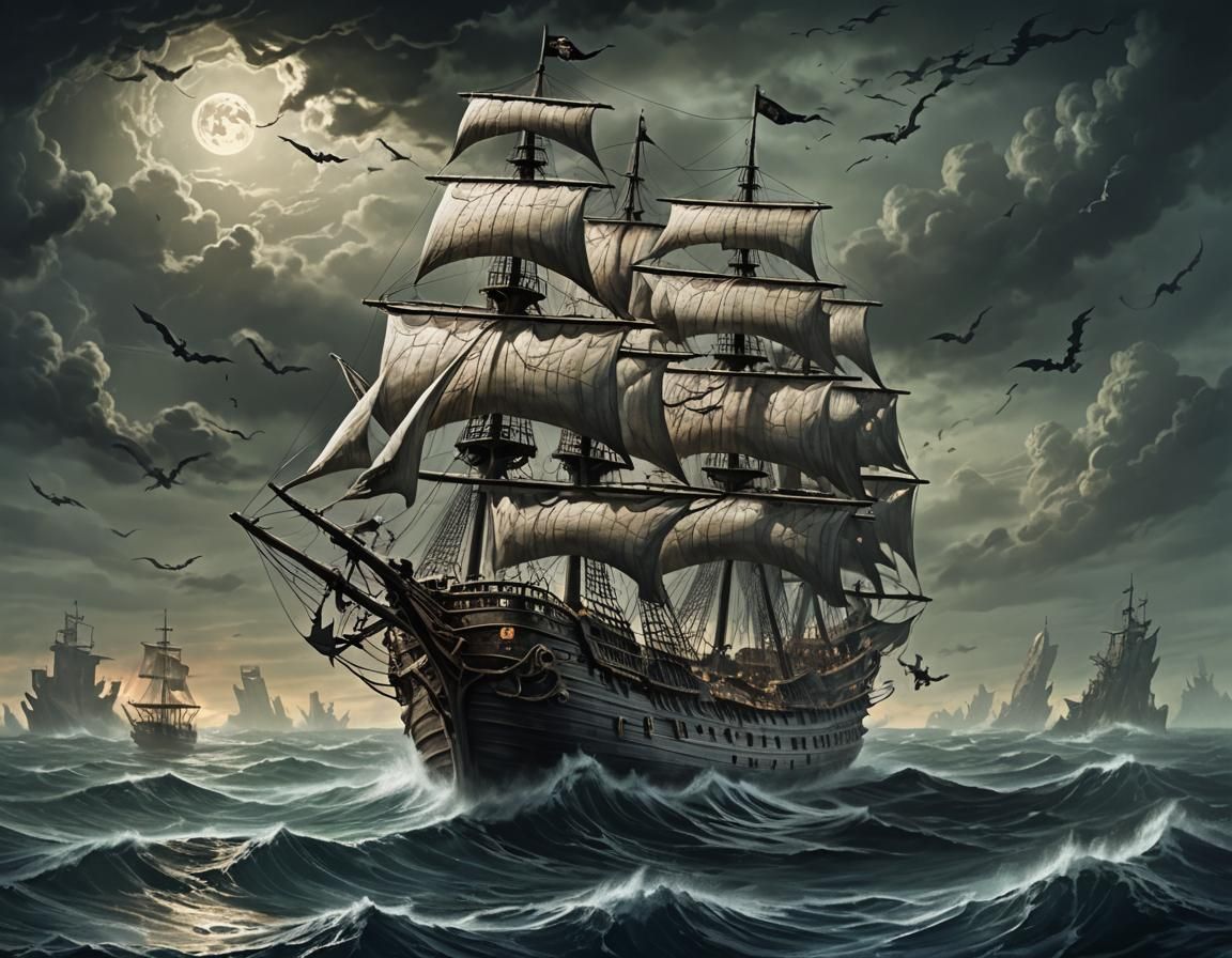 Ghost Pirate Ship Sails Sea of Damned