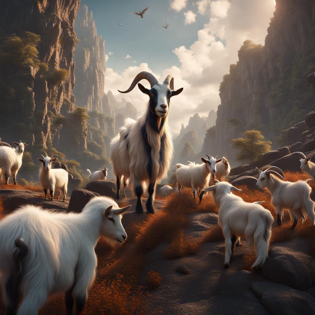 Goats Ascending to Heaven: Hyperrealistic Matte Painting