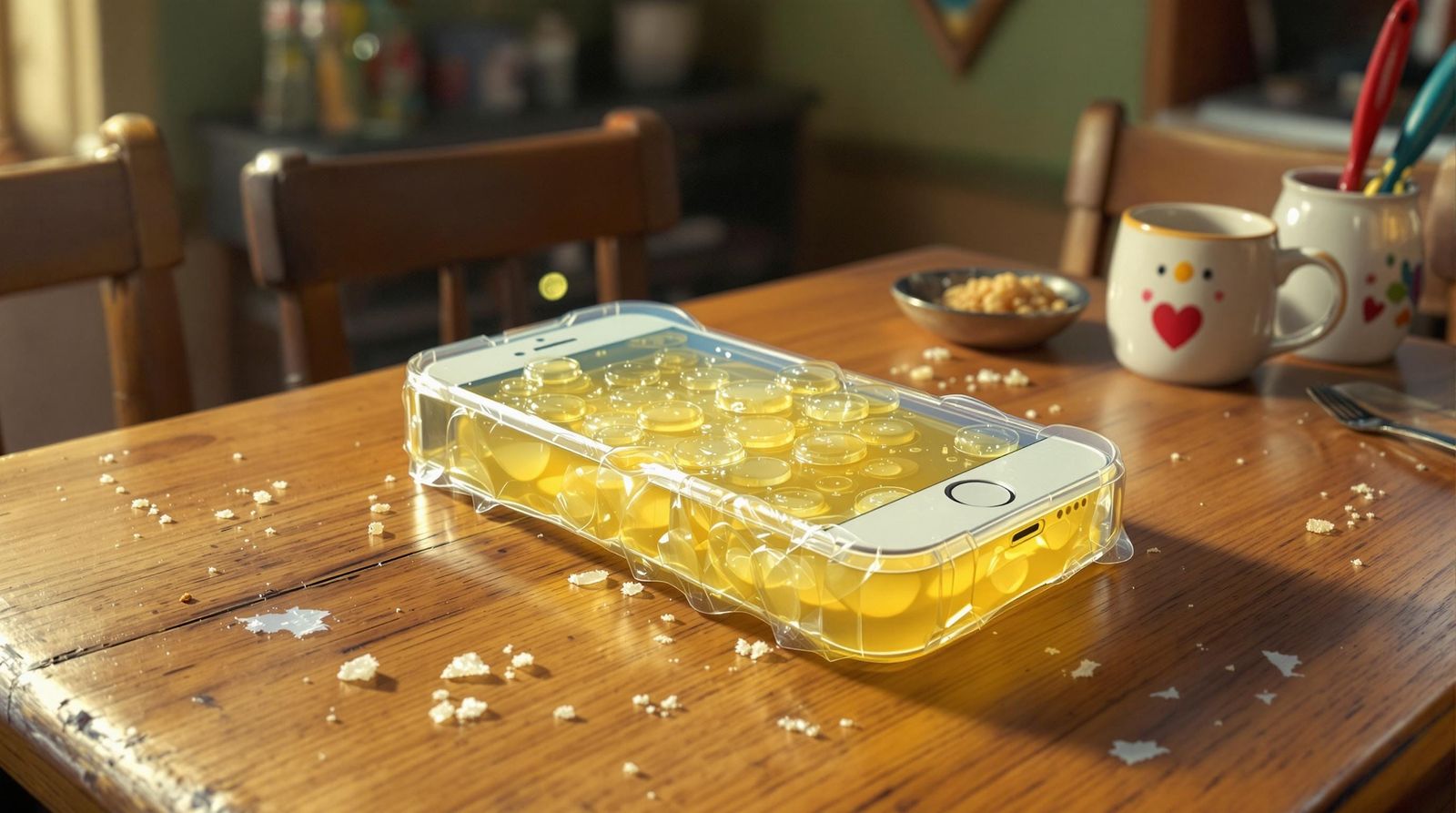 Gelatin iPhone on a Kitchen Table